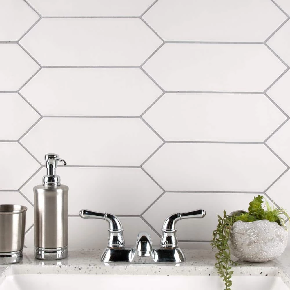 Kite White 3-7/8 in. x 11-3/4 in. Porcelain Floor and Wall Tile (11.2 sq. ft./Case) by Merola Tile - Image 2