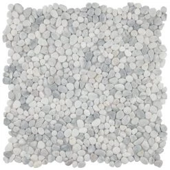 Pebblini White Smoke 12-1/4 in. x 12-1/4 in. x 7mm Pebble Stone Mosaic Tile (10.4 sq. ft./Case) by Merola Tile