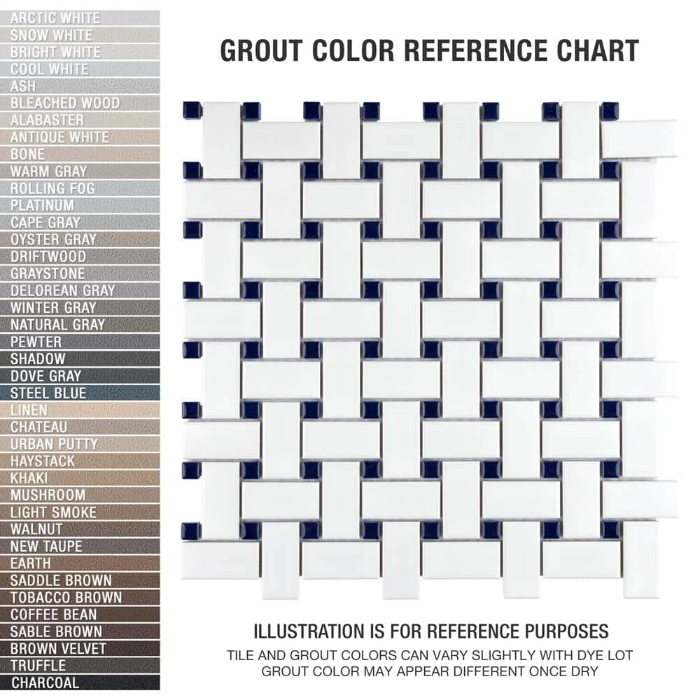 Metro Basketweave White w/ Glossy Cobalt Dot 11-3/4 in. x 11-3/4 in. Porcelain Mosaic Tile (9.8 sq. ft./Case) by Merola Tile - Image 5